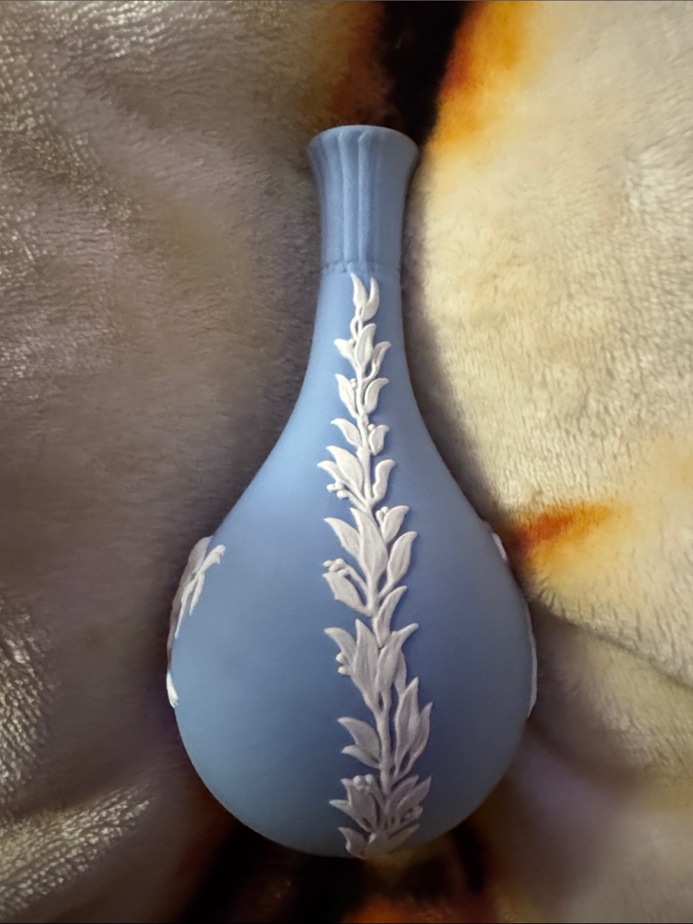 Wedgwood Blue Jasperware Vase with White Relief